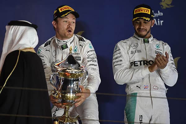 Nico Rosberg e Lewis Hamilton (Mercedes) - GP do Bahrain