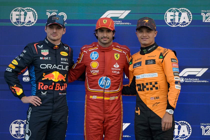 Carlos Sainz, Max Verstappen e Lando Norris