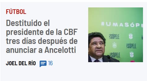 Manchete do Marca sobre saída do Ednaldo da presidência da CBF (Foto: Reprodução)