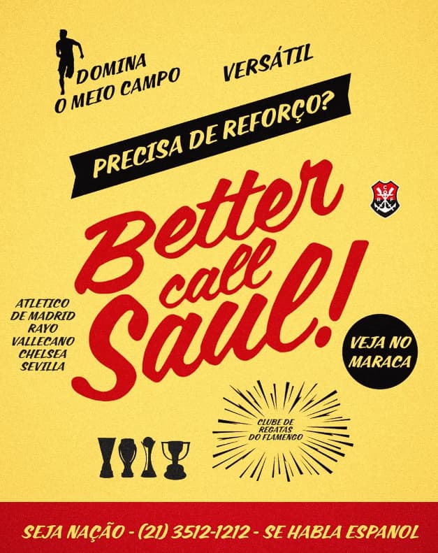 Flamengo anunciou Saúl com referência na série "Better Call Saul", da Netflix (Foto: Reprodução)