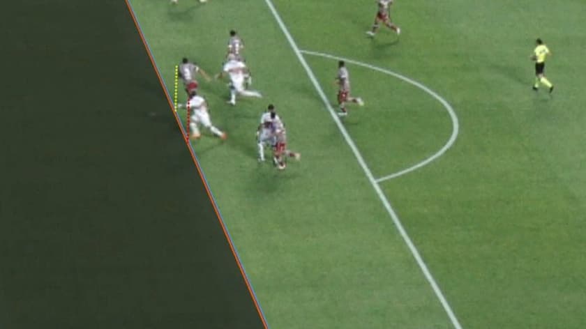 Lance ajustado do gol de Ferreirinha em São Paulo x Fluminense (Foto: Reprodução)