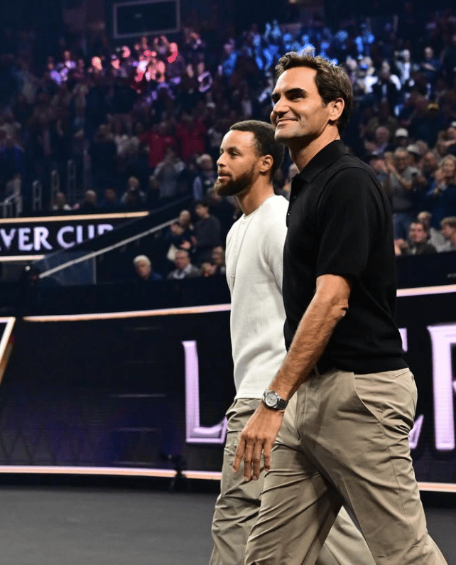 O ex-tenista Roger Federer e o jogador da NBA Steph Curry, do Golden State Warriors (Foto: Reprodução / Instagram)
