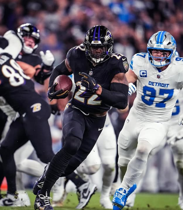 Derrick Henry na partida contra o Detroit Lions em partida válida pela semana 3 da NFL (Foto: Reprodução)