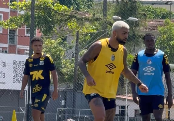 Gabigol em primeiro treino com o Santos em 2026 (Foto: Reprodução)