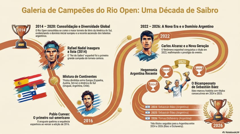 Gráfico mostra os campeões de simples do Rio Open (Reprodução)