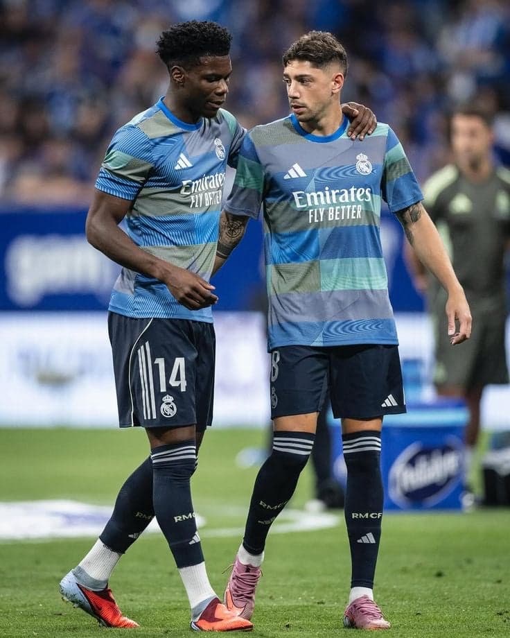 Valverde e Tchouaméni pelo Real Madrid (Foto: Reprodução/X)