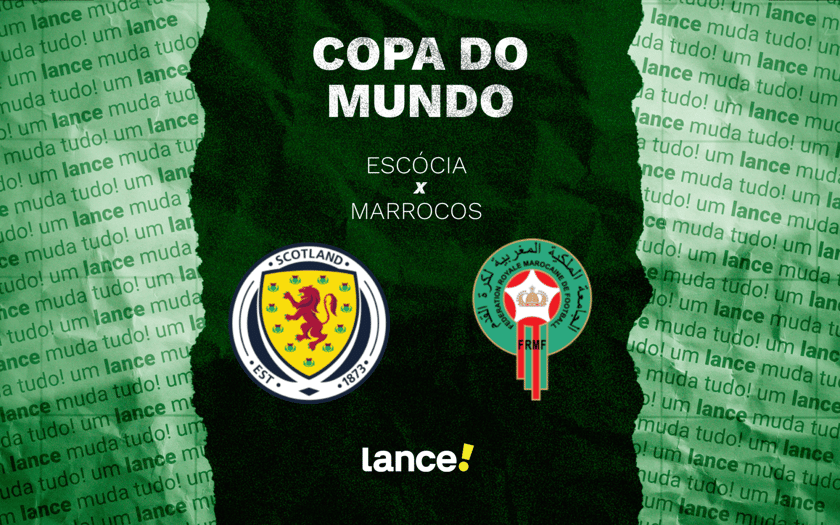 Escócia e Marrocos se enfrentam pela 2ª rodada da Copa do Mundo (Foto: Arte/Lance!)