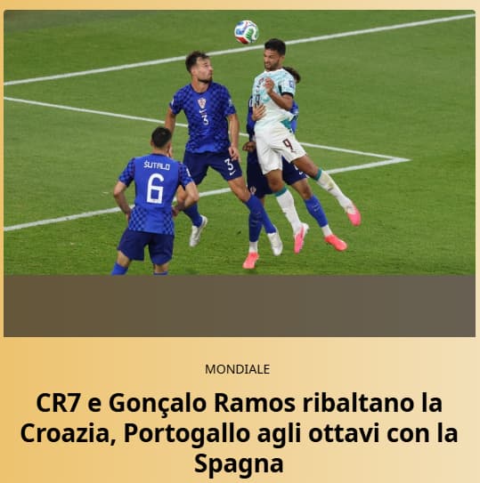 Gazzetta dello Sport (Itália) repercute virada de Portugal sobre a Croácia na Copa do Mundo