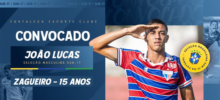 João Lucas, zagueiro do sub-17 do Fortaleza, foi convocado pela Seleção Brasileira (Foto: reprodução/Fortaleza EC)