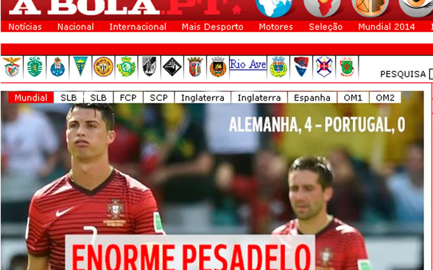 Jornal - A Bola - Alemanha x Portugal (Foto: Reprodução)