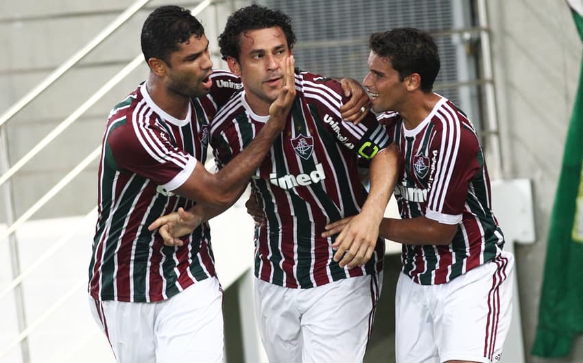 Fluminense x Figueirense - Gum e Jean comemoram com Fred (Foto: Paulo Sergio/Lancepress)