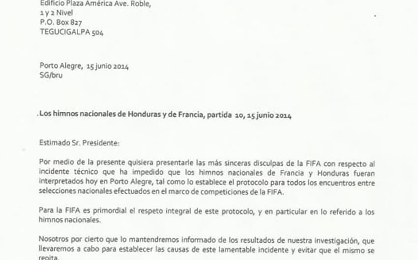 Fifa pede desculpas por falha nos hinos (Foto: Reprodução/ Twitter)