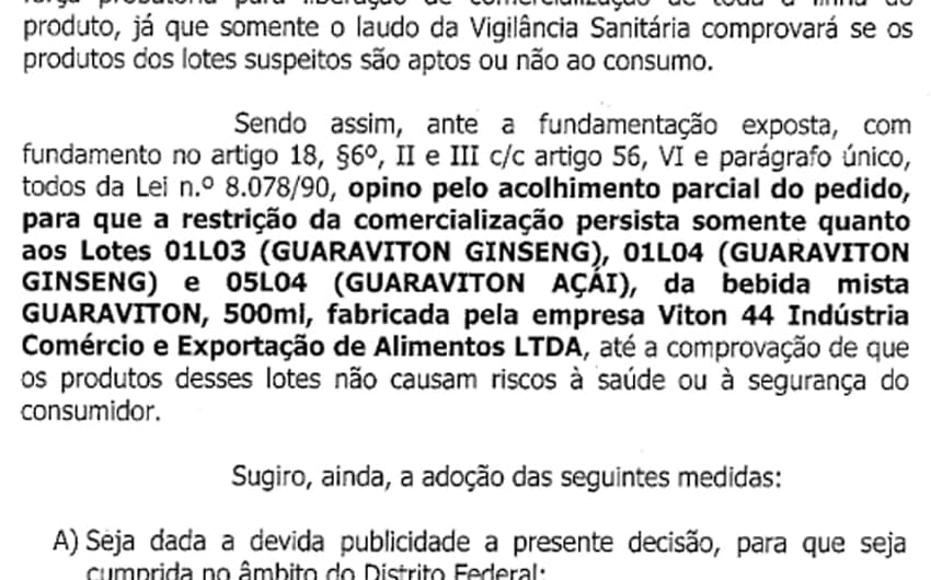 Documento Procon - Guaraviton - Botafogo (Foto: Reprodução)
