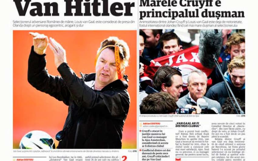 Jornal romeno chama Van Gaal de Hitler (Foto: Reprodução)