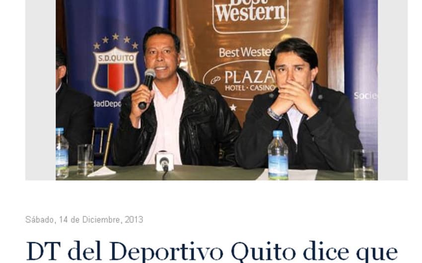 Técnico do Deportivo Quito diz que não é impossível vencer o Bota (Foto: Reprodução)