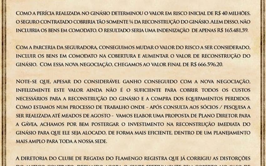 Carta Flamengo (Foto: Divulgação/Twitter)