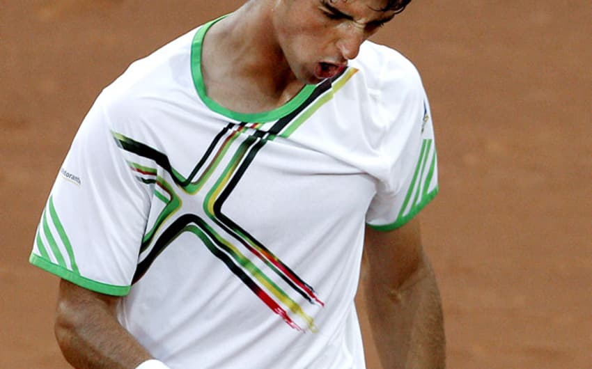 Bellucci comemora vitória sobre Andy Murray no Masters 1.000 de Madrid (Foto: JuanJo Martin/EFE)