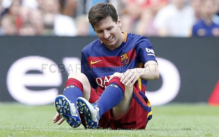 Messi se machucou na partida contra o Las Palmas (Foto: Divulgação/ Site do Barcelona)