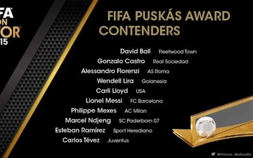 Lista dos indicados ao Prêmio Puskas (Foto: Reprodução)