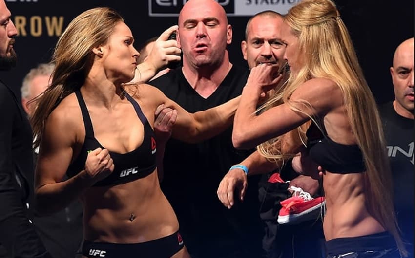 Ronda Rousey e Holly Holm protagonizaram confusão em encarada (FOTO: Reprodução)