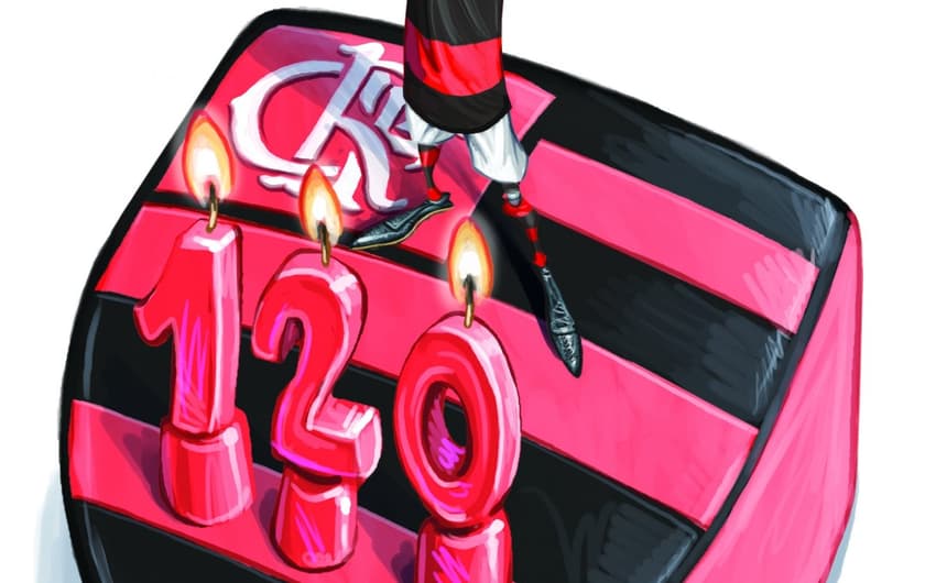 Mario Alberto fez charge especial para o aniversário de 120 anos do Flamengo
