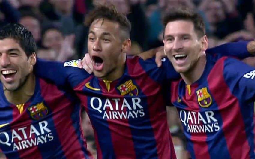 Suárez, Neymar e Messi: trio mais mortal da história do Barça (Foto: AFP)