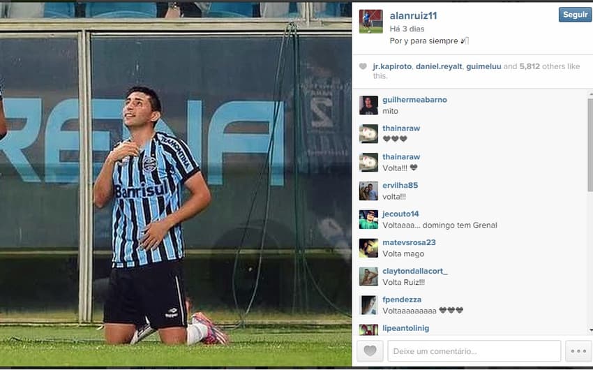 Alán Ruiz Grêmio (Reprodução/Instagram)