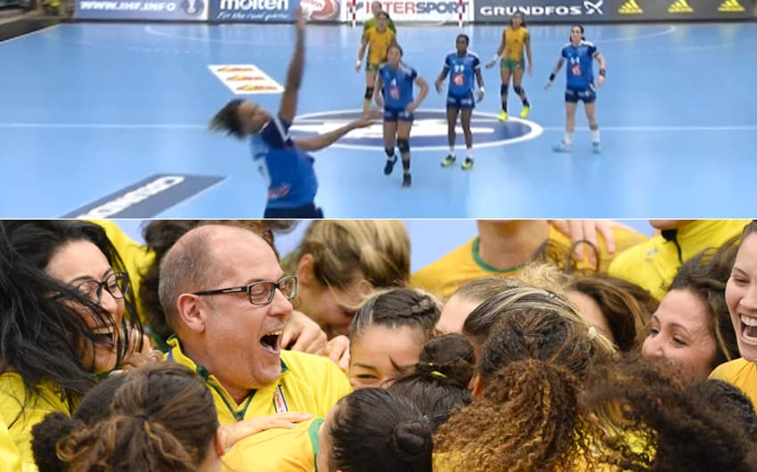 HOME - Mundial Feminino de Handebol - Brasil x França - Comemoração (Foto: Reprodução Sportv/AFP)