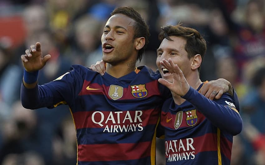 Neymar e Messi - Barcelona x Granada (Foto: Lluis Gene / AFP)