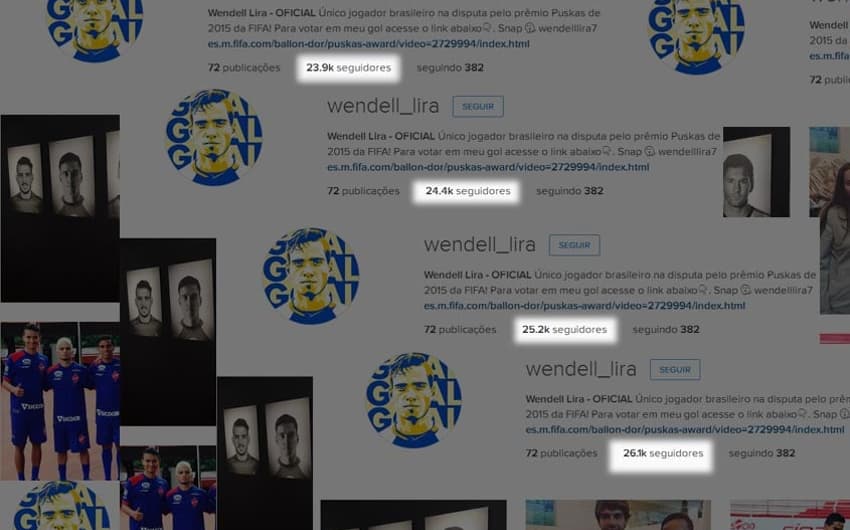 Instagram de Wendell Lira dispara após Prêmio Puskas