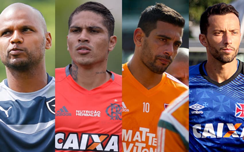 Jefferson (Botafogo), Guerrero (Flamengo), Diego Souza (Fluminense) e Nenê (Vasco)