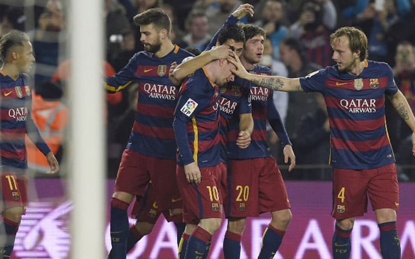HOME - Barcelona x Athletic Bilbao - Copa do Rei - Neymar, Messi, Suárez e Piqué (Foto: Lluis Gene/AFP)