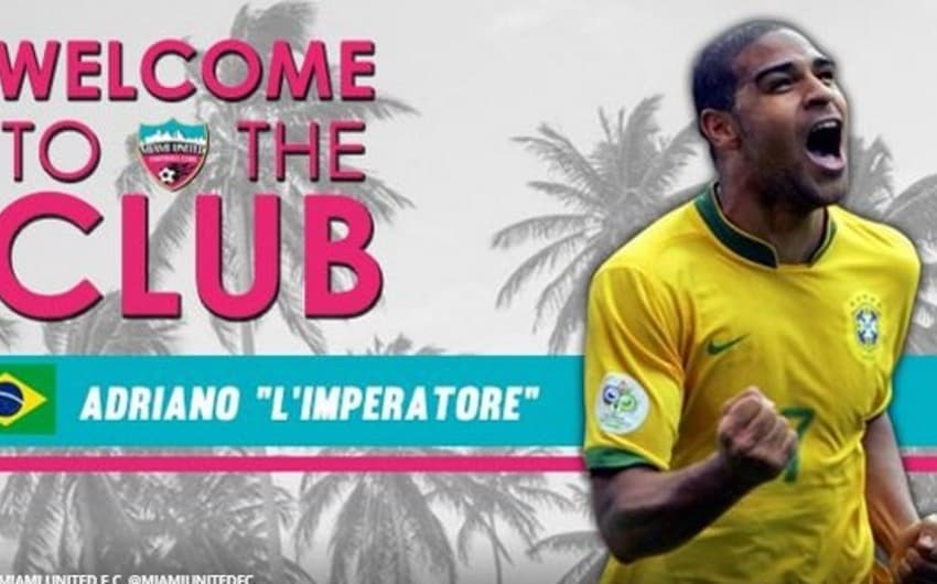 Miami United, dos EUA, confirma a contratação de Adriano Imperador (Foto: Reprodução)
