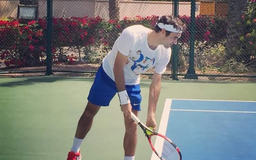 Roger Federer treinando nos Estados Unidos.