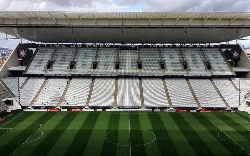 Mosaico da Arena Corinthians foi preparado nesta quarta-feira (Foto: Divulgação)
