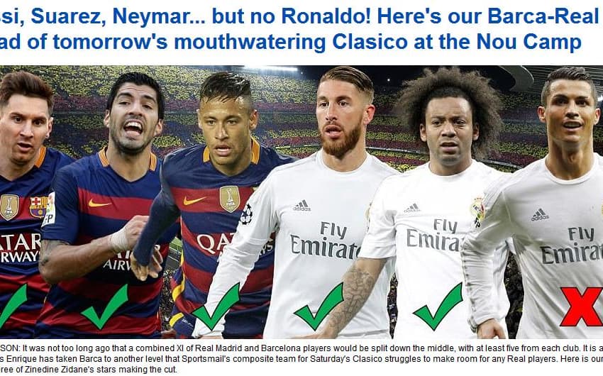 Cristiano Ronaldo ficou de fora (Foto: Reprodução/ Site do jornal Daily Mail)