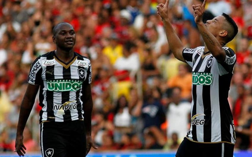Tomas Bastos festeja ao marcar no clássico entre Flamengo x Botafogo (Foto: Vitor Silva / SSPress.)