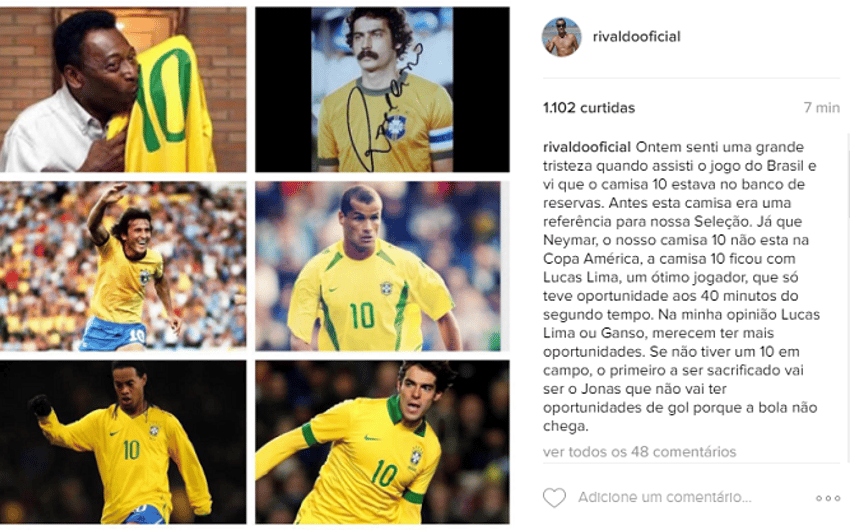 Rivaldo deixa mensagem em rede social (Foto: Reprodução / Instagram)