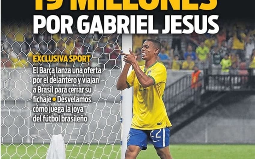 Gabriel Jesus na capa do jornal Sport
