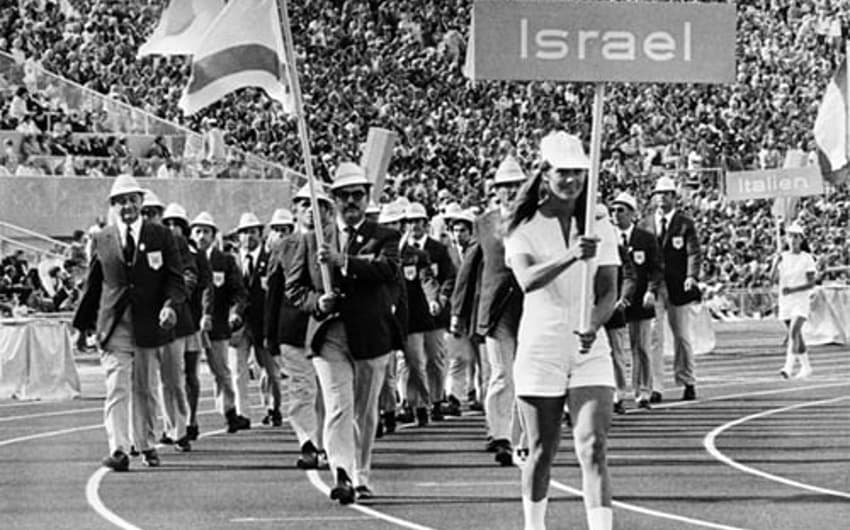Olimpíadas 1972 - Munique - Desfile de delegação de Srael durante a abertura dos jogos olímpicos