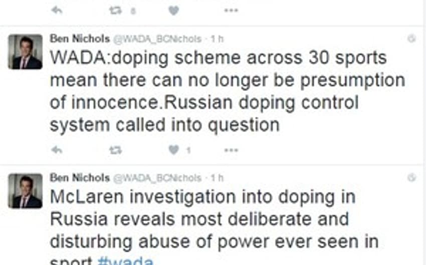 Porta-voz da Wada, Ben Nichols, comenta resultado de relatório sobre manipulação de controle antidoping (Foto: Reprodução / Twitter)