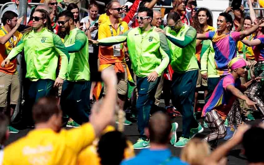 Cerimônia de boas-vindas ao Brasil na Vila Olímpica