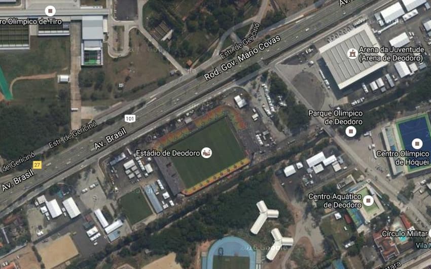Estádio de rugby que Flamengo pode 'herdar' é cercado por legado da Rio-2016 e área militar (Foto: Reprodução)