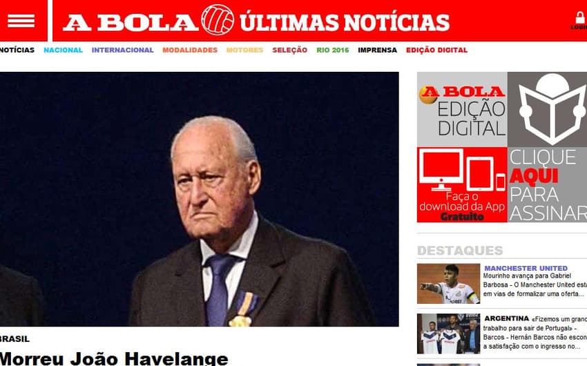 Jornal "A Bola", de Portugal