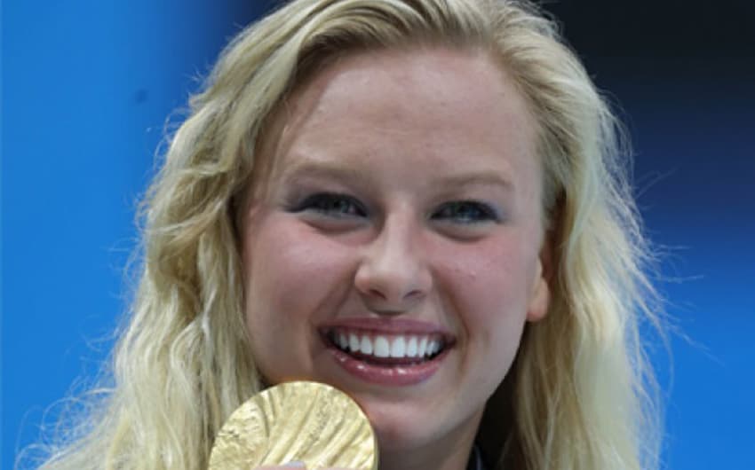 A nadadora norte-americana Jessica Long, maior medalhista paralímpica da história dos EUA, com 16 medalhas