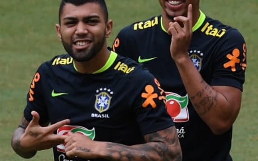 Gabigol e Gabriel Jesus - Treino Seleção Brasileira