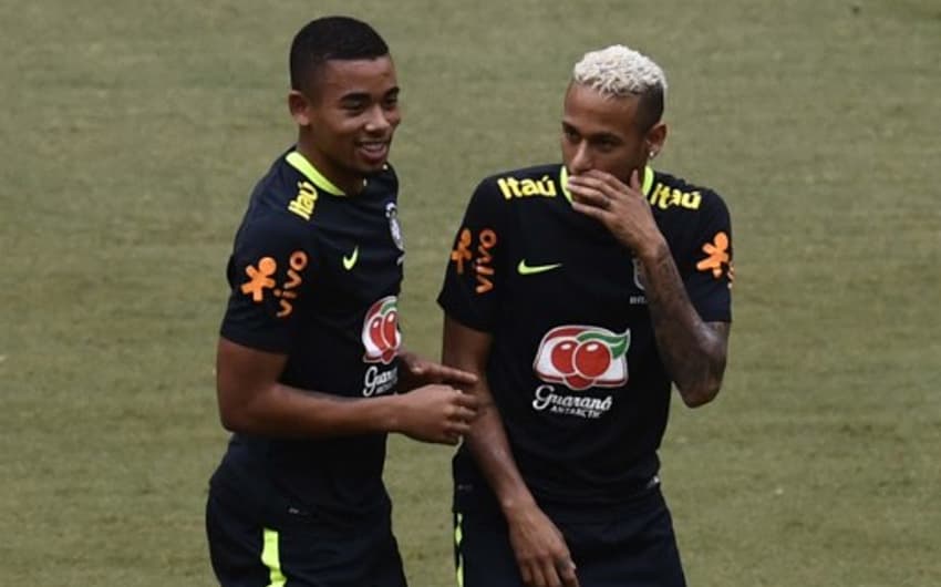 Gabriel Jesus e Neymar - Treino Seleção Brasileira