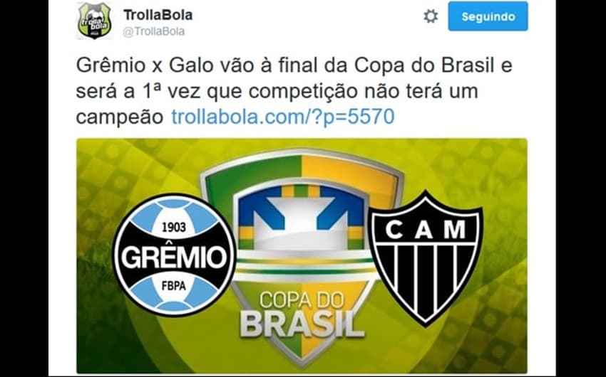 Internautas brincam com duelo na final da Copa do Brasil