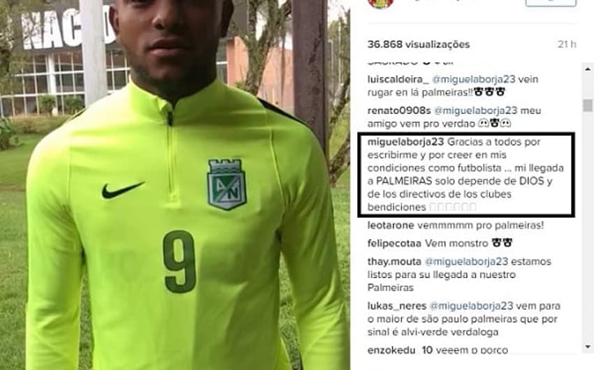 Borja responde aos palmeirenses no Instagram
