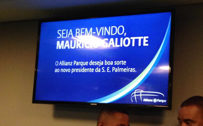 Mensagem de boas-vindas para o novo presidente do Palmeiras (Foto: Fellipe Lucena)